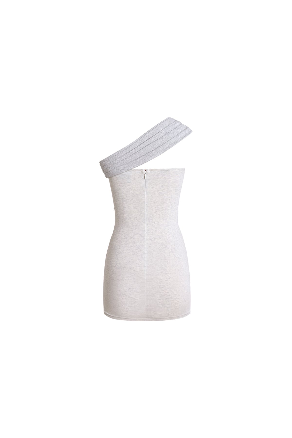 YJ1 ONE‑SHOULDER BOW BODYCON MINI DRESS IN GRAY
