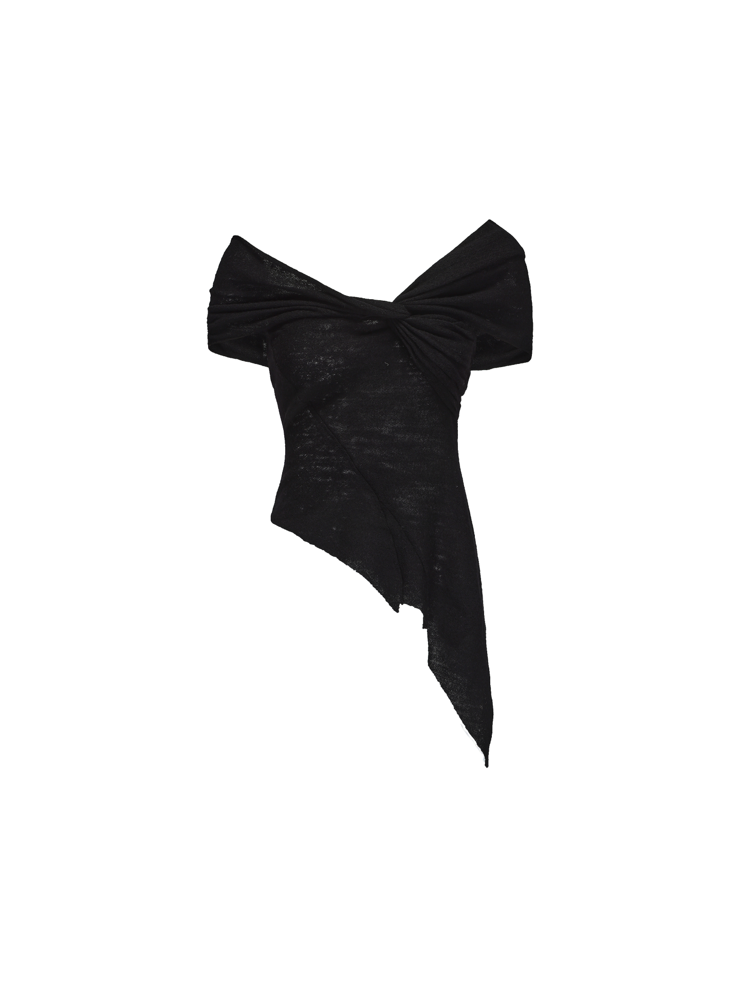 Elywood BLACK OFF-SHOULDER TWISTED TOP
