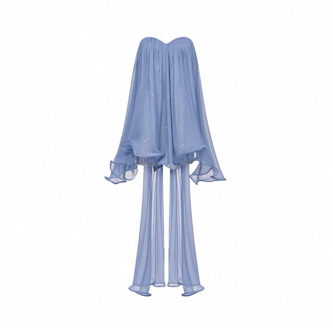 Sheer Luck Thiri Chiffon Tube Top Dress in Blue