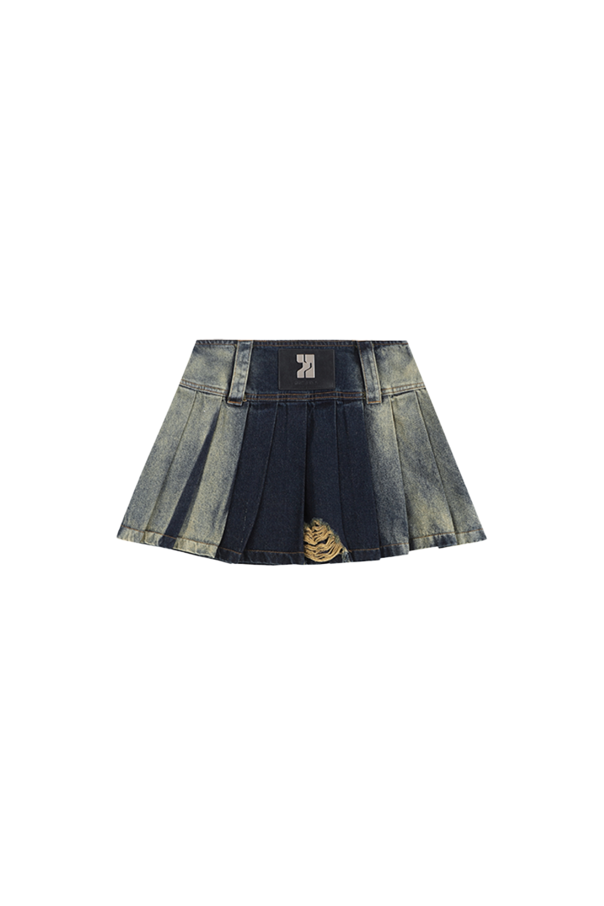 YJ1 GRADIENT PLEATED DENIM MINISKIRT