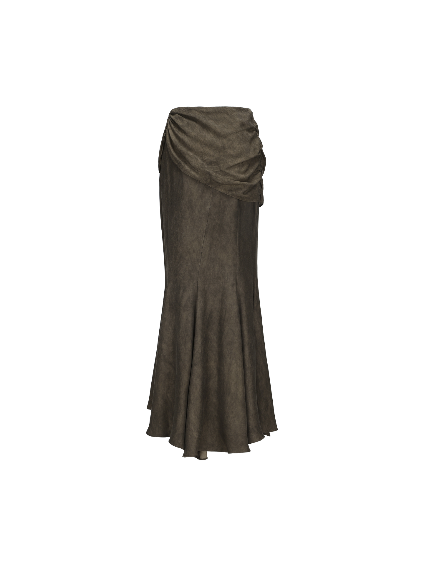 ELYWOOD BROWN FLOUNCE MERMAID MIDI SKIRT