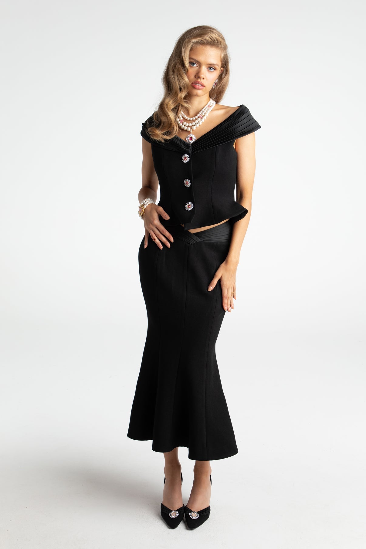 Nana Jacqueline Belle Satin Top (Black)
