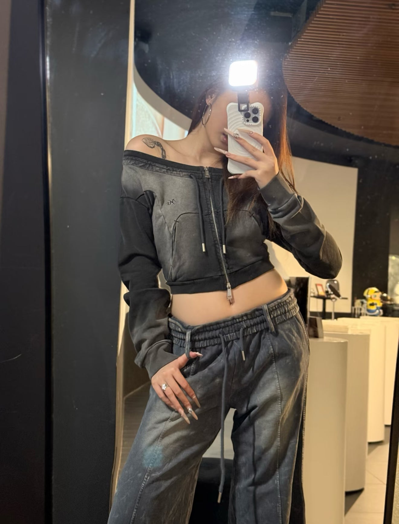 NAWS INK OFF-SHOULDER HOODIE