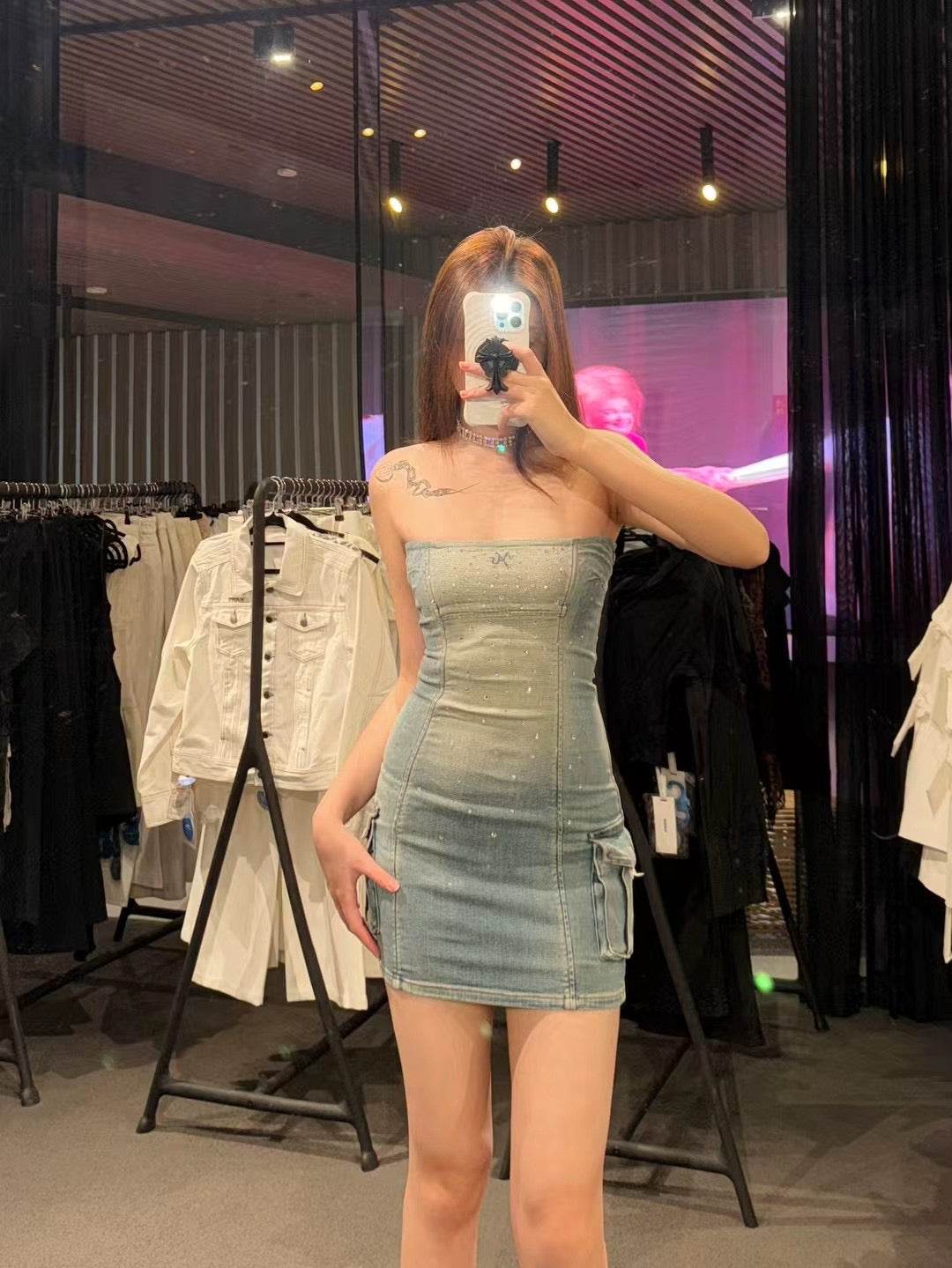 NAWS CARAT DENIM TUBE DRESS