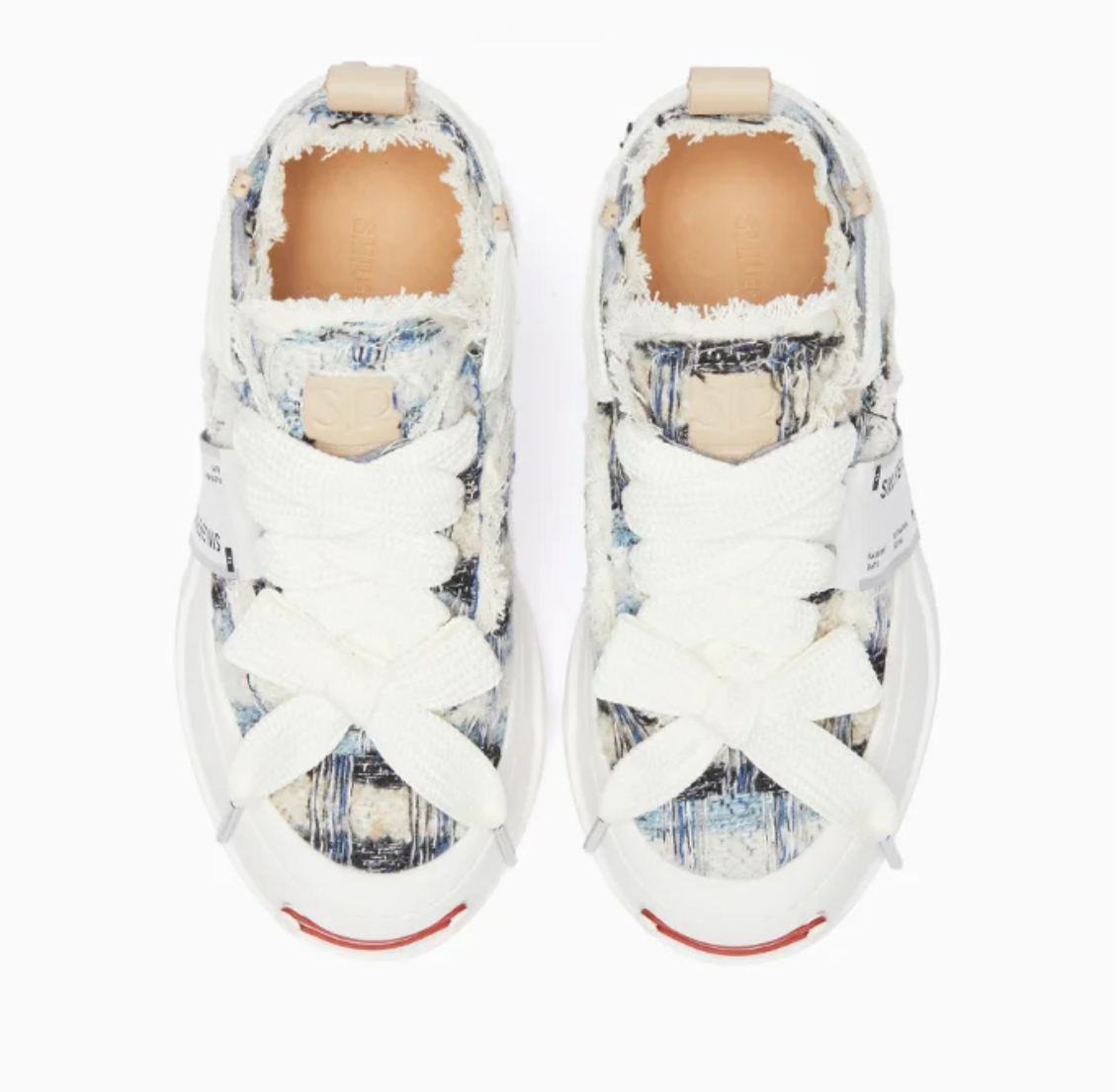 Smilerepublic Blue Black Woolen Low Top Platform Sneaker Canvas Shoes