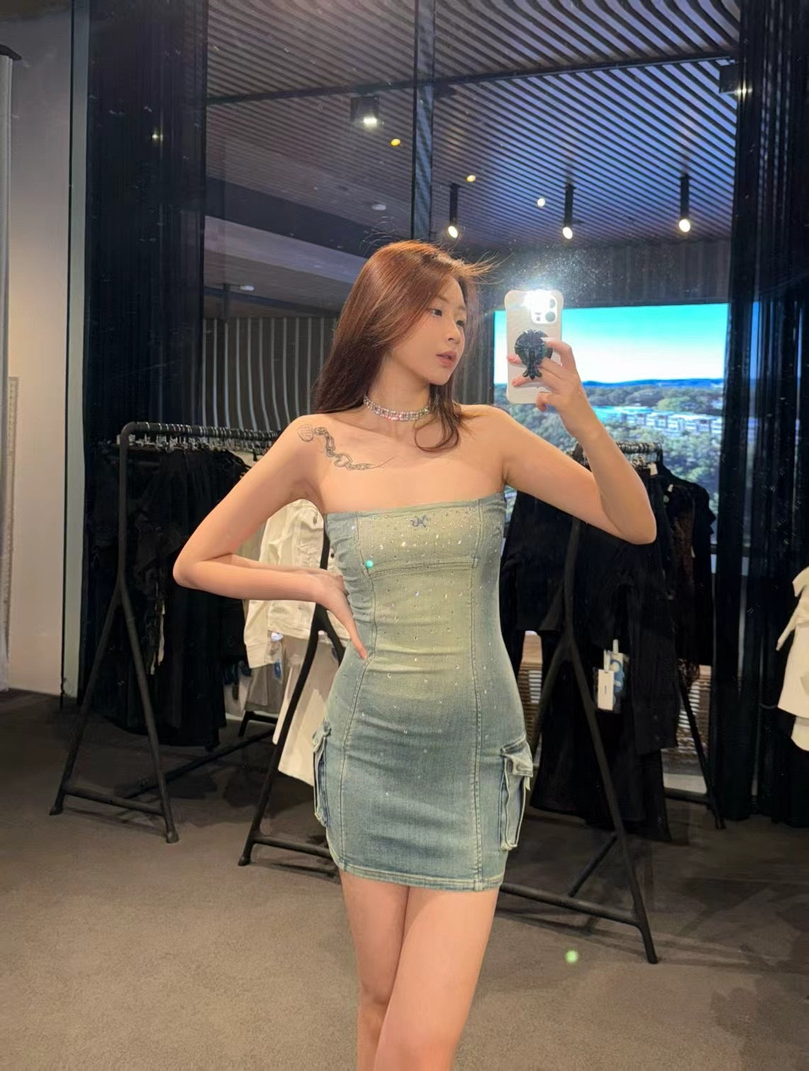 NAWS CARAT DENIM TUBE DRESS
