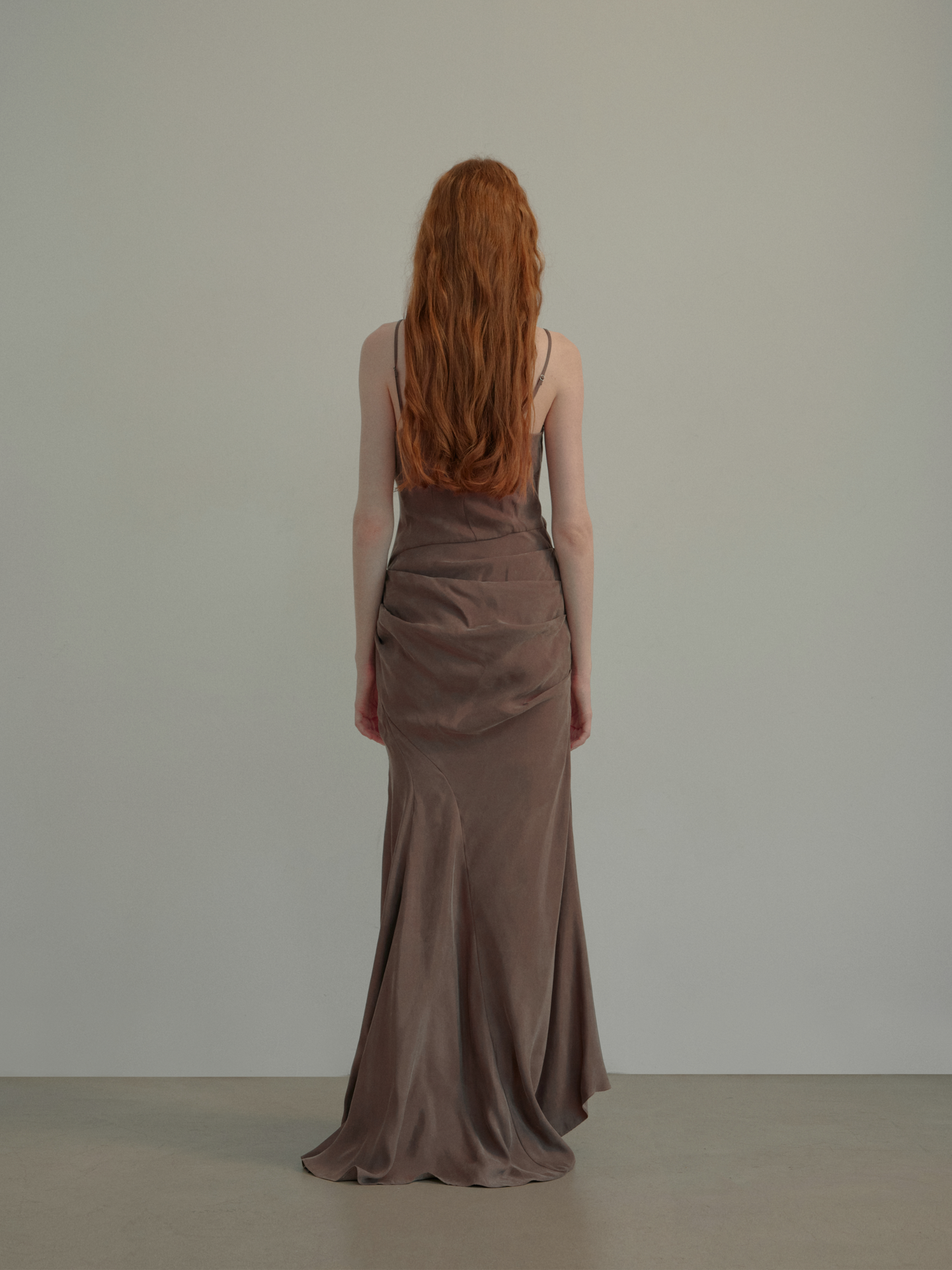 ELYWOOD GRAY-PURPLE DRAPED CORSET DRESS