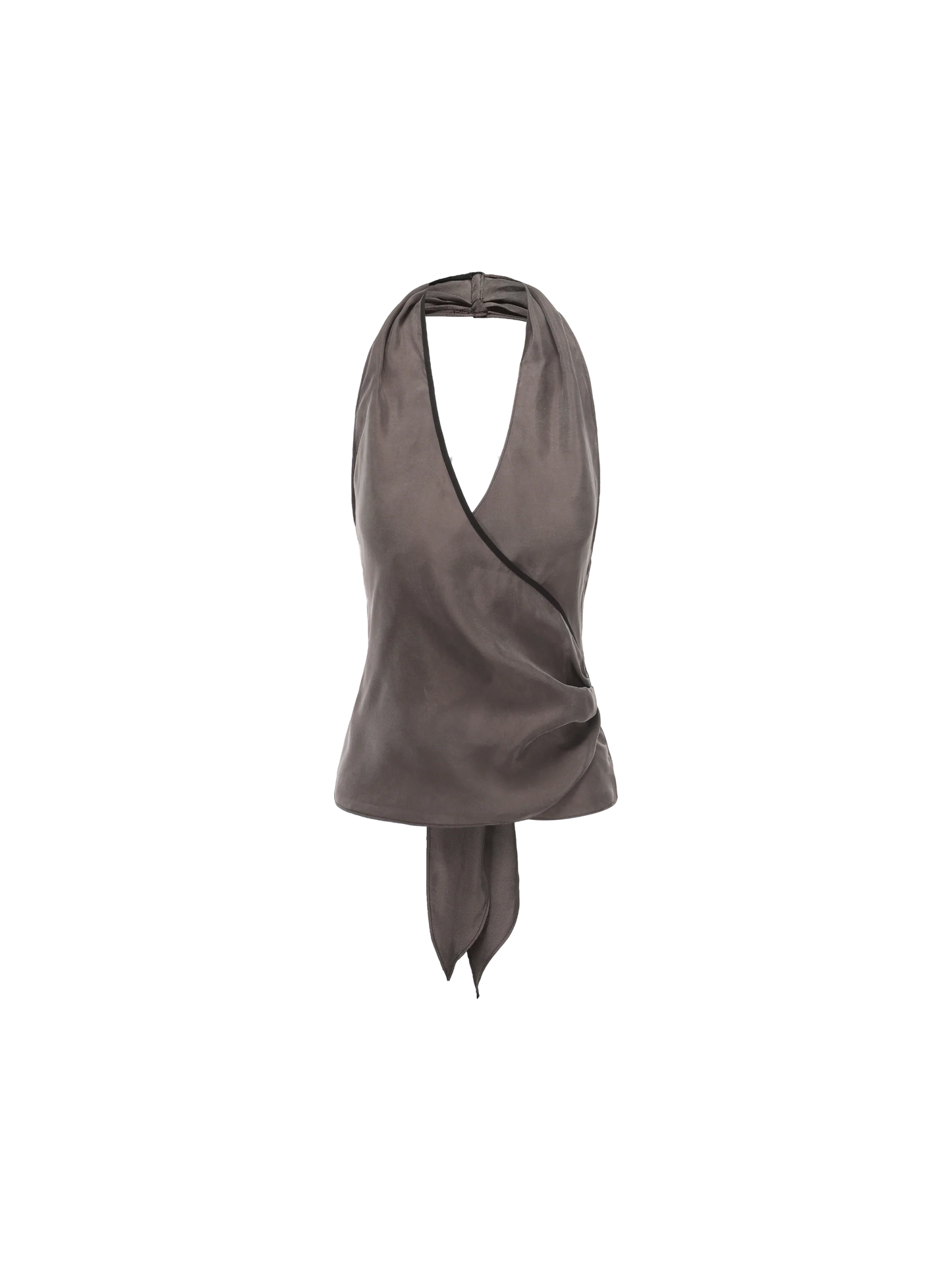 Elywood GRAY-PURPLE CROSS-TIE HALTER TANK TOP