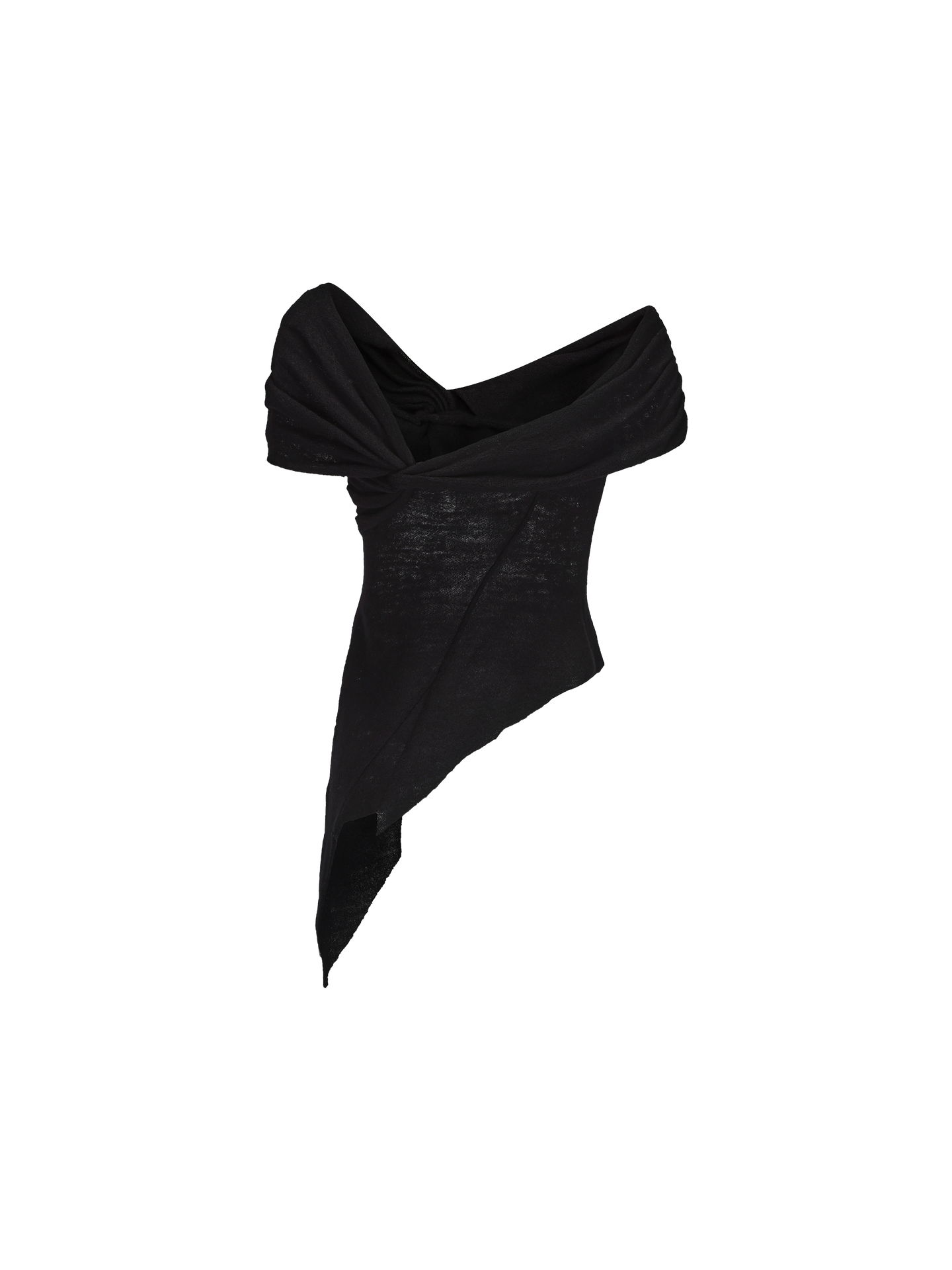 Elywood BLACK OFF-SHOULDER TWISTED TOP