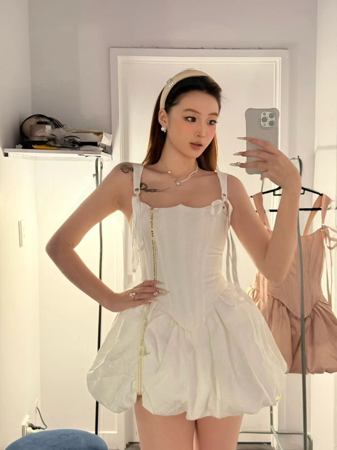 Sheer luck Elegant Waistline Mini Bubble Dress