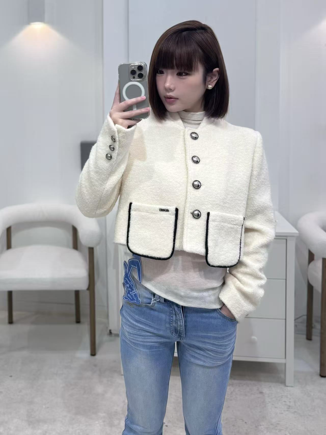 NAWS SILVER BUTTON WOOL COAT