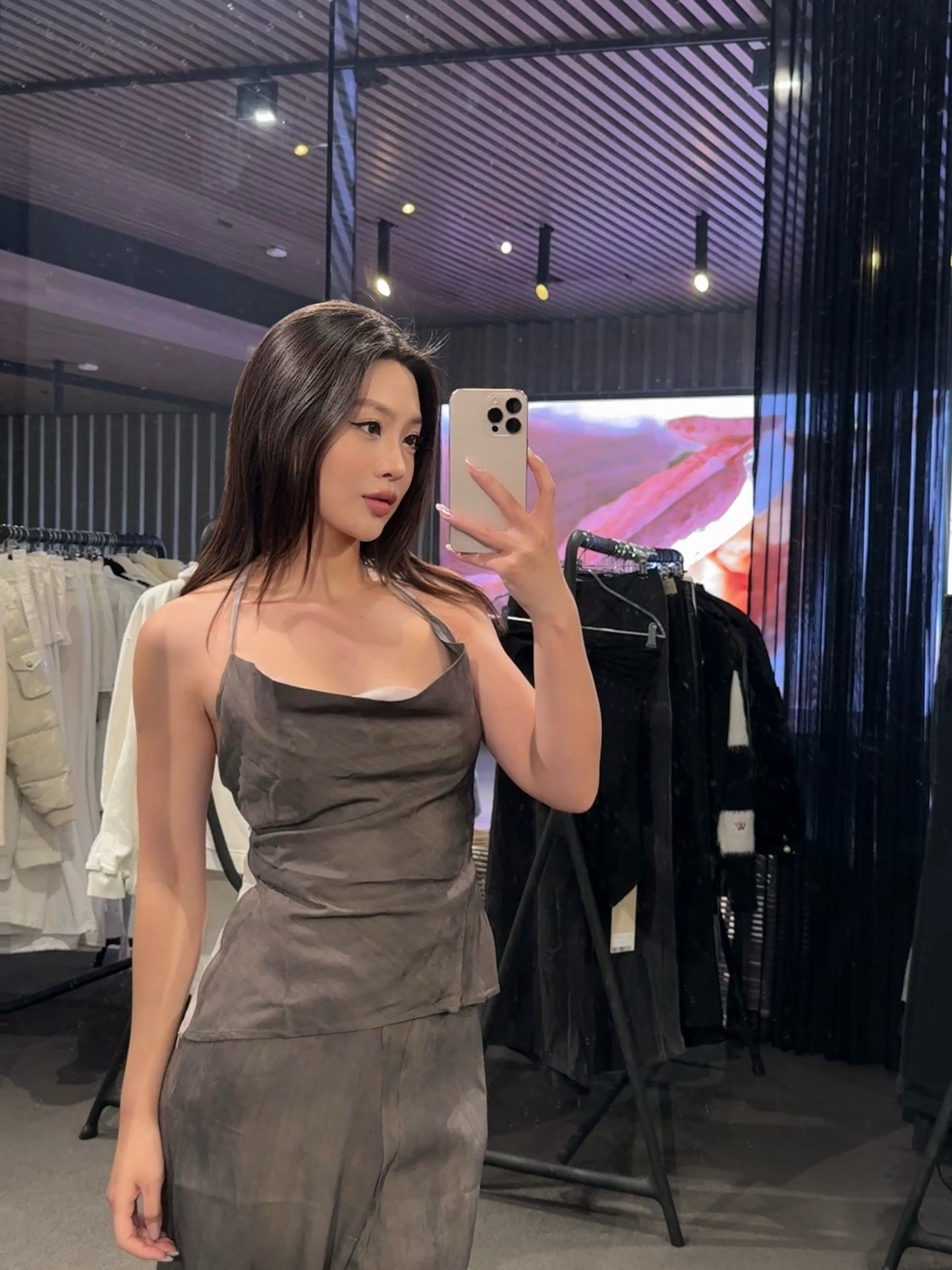 Elywood GREEN DRAPED HALTER STRAP TOP