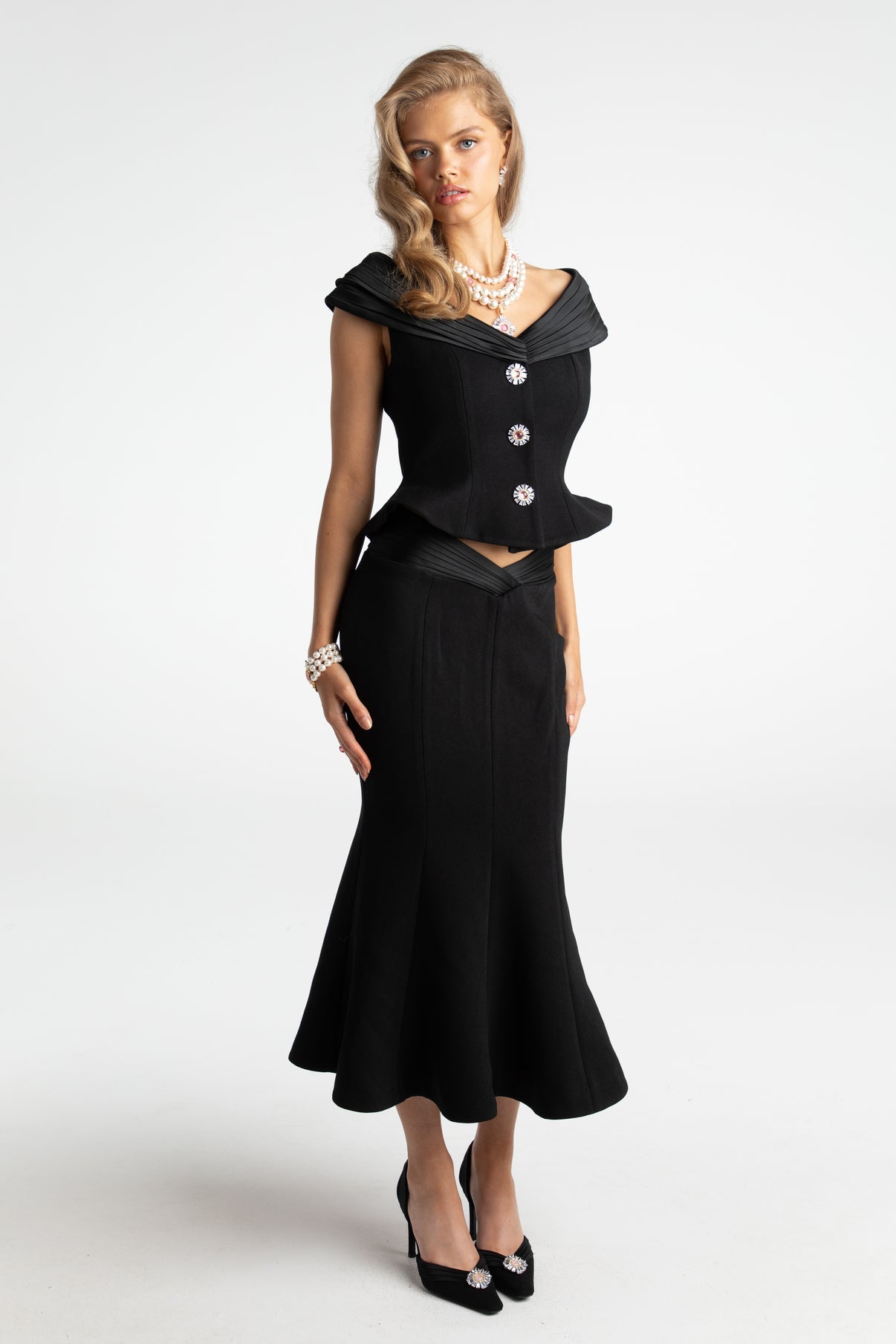 Nana Jacqueline Belle Satin Top (Black)