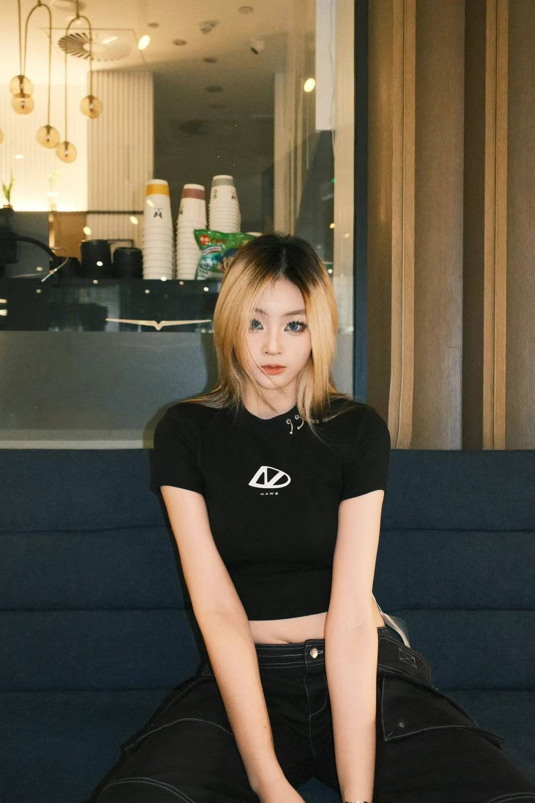 NAWS crop top with silver hoops