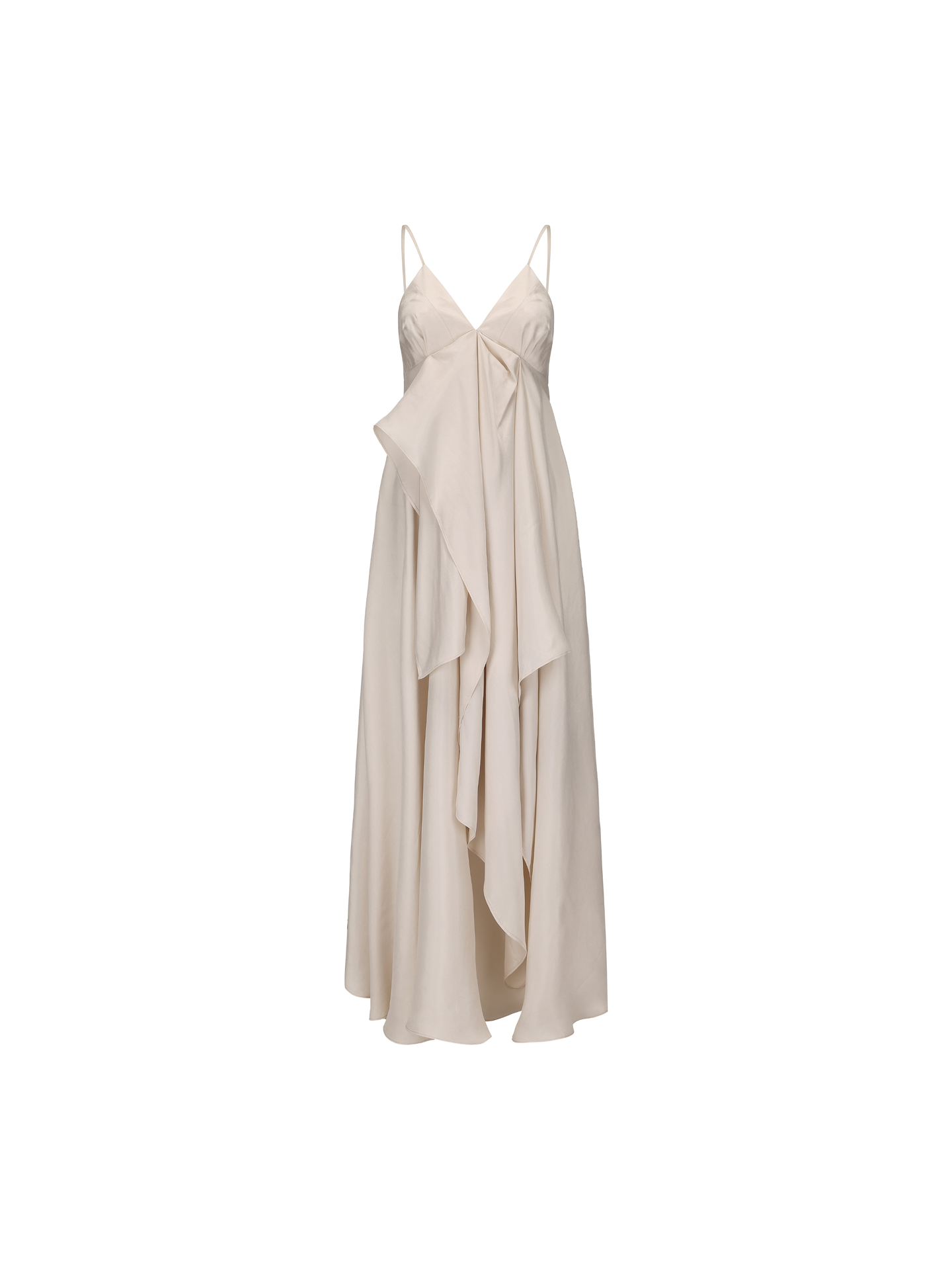 Elywood CREAM DRAPED DOUBLE-LAYER STRAP DRESS