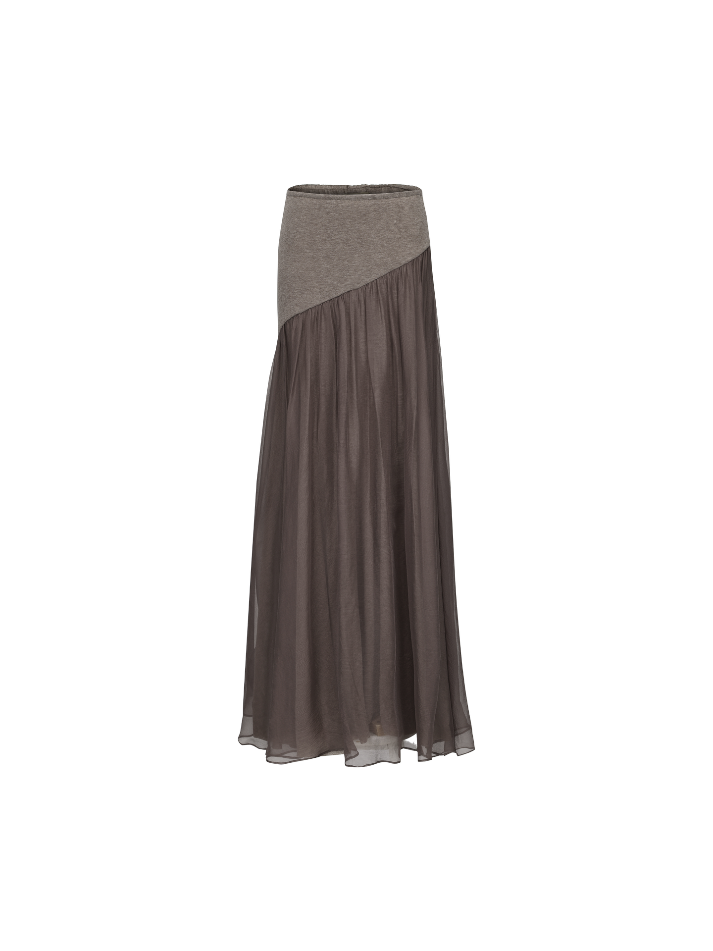 Elywood GRAY-PURPLE SILK FLARED MIDI SKIRT