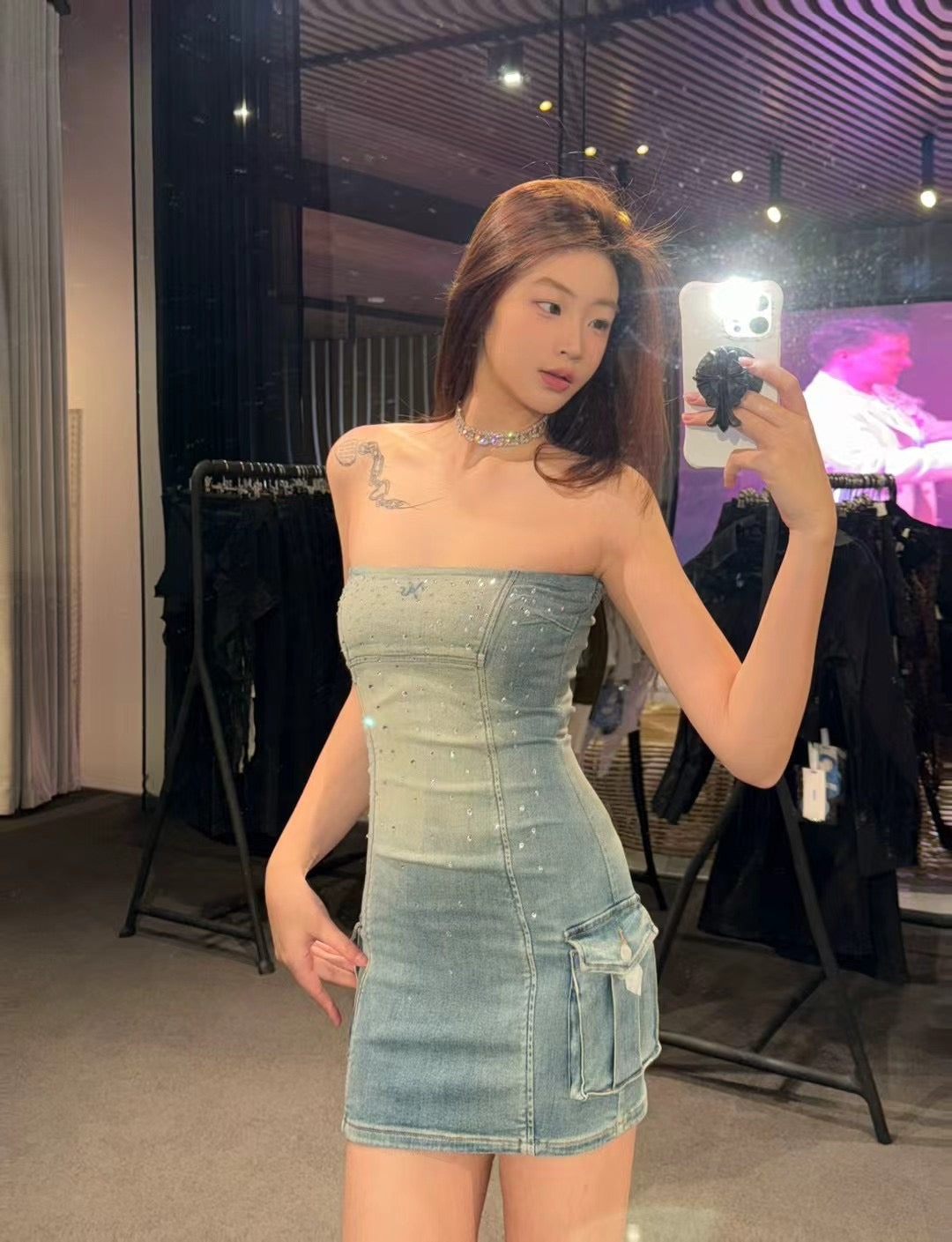 NAWS CARAT DENIM TUBE DRESS
