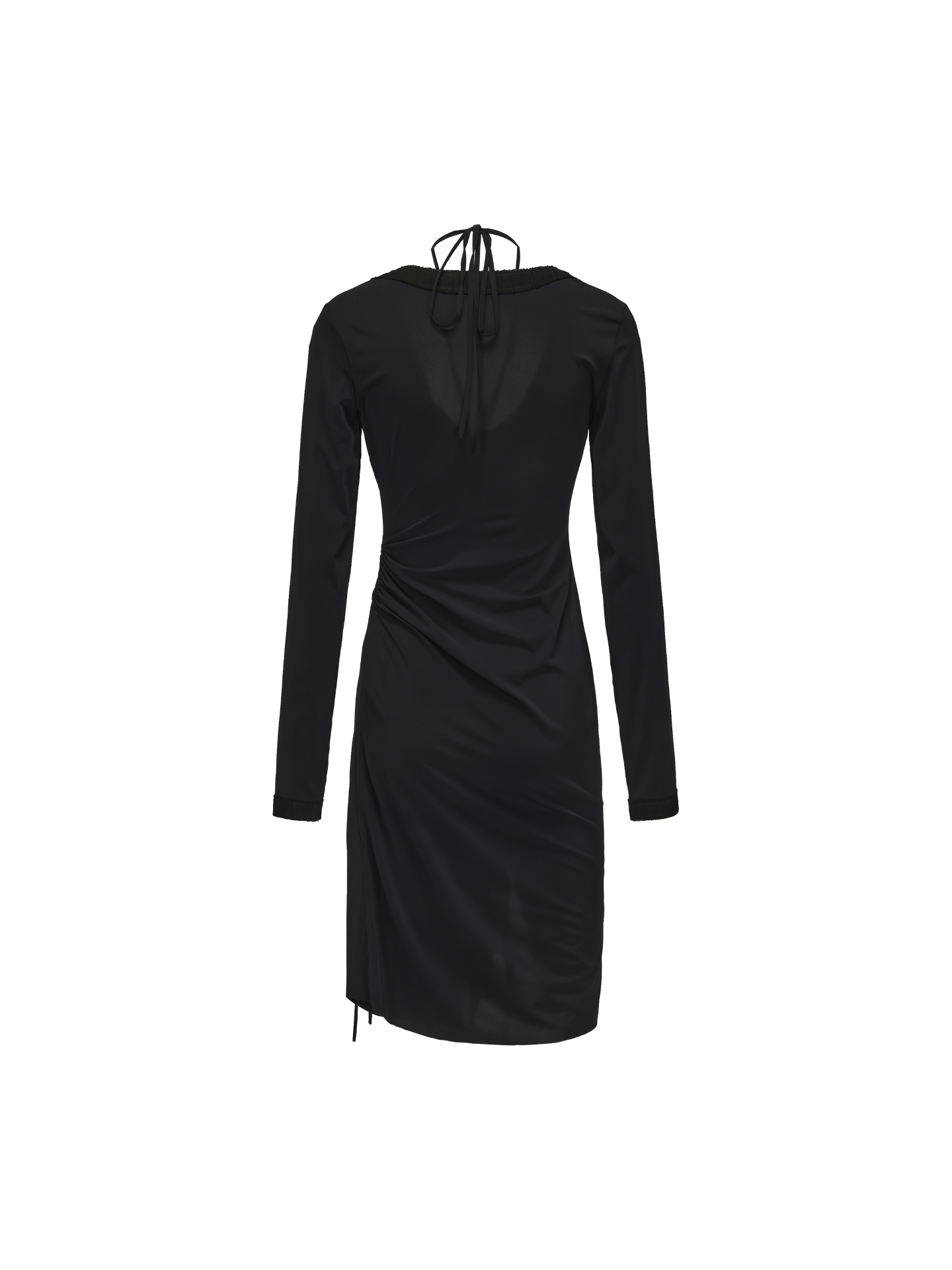 ELYWOOD BLACK SLIM-FIT DRAWSTRING LONG CARDIGAN