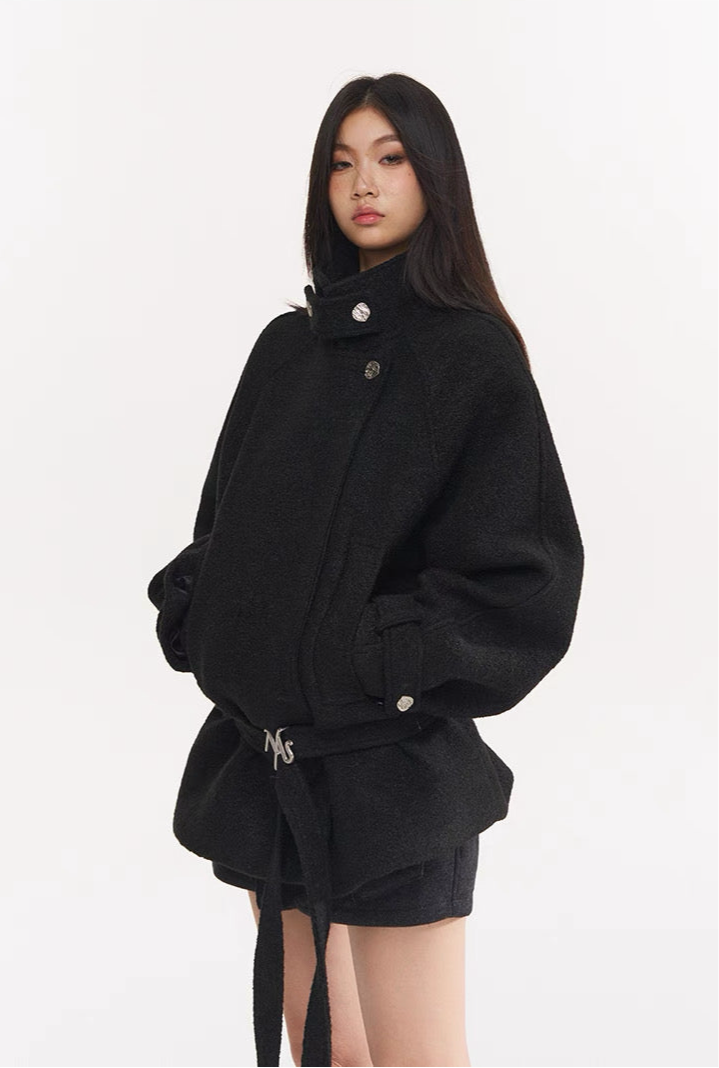NAWS BLACK WOOL COAT
