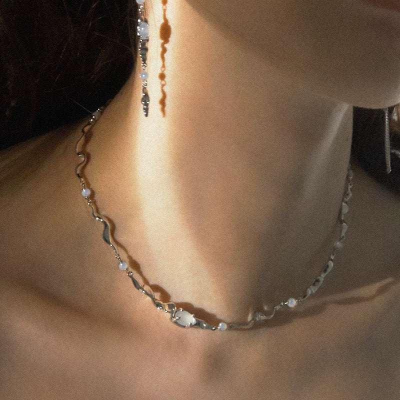 Miowrhyme moonstone silver necklace
