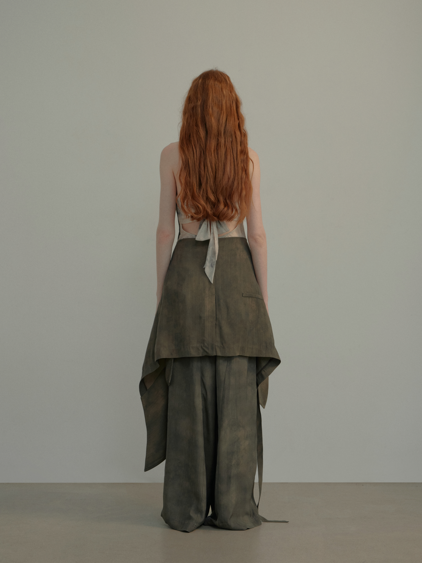 Elywood GREEN DRAPED HALTER STRAP TOP