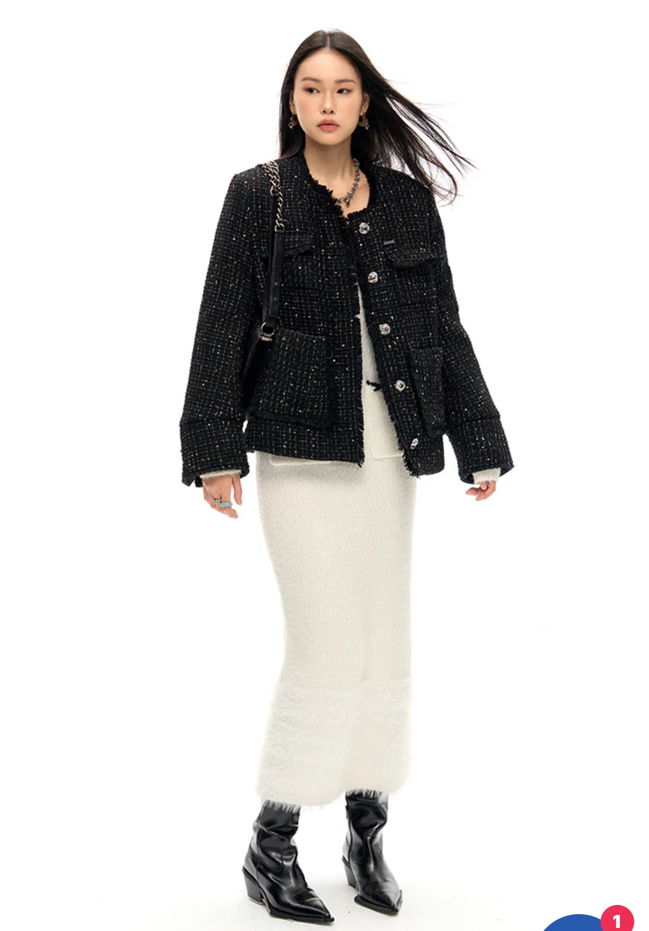 NAWS BLACK SPARKLING TWEED WOOL JACKET