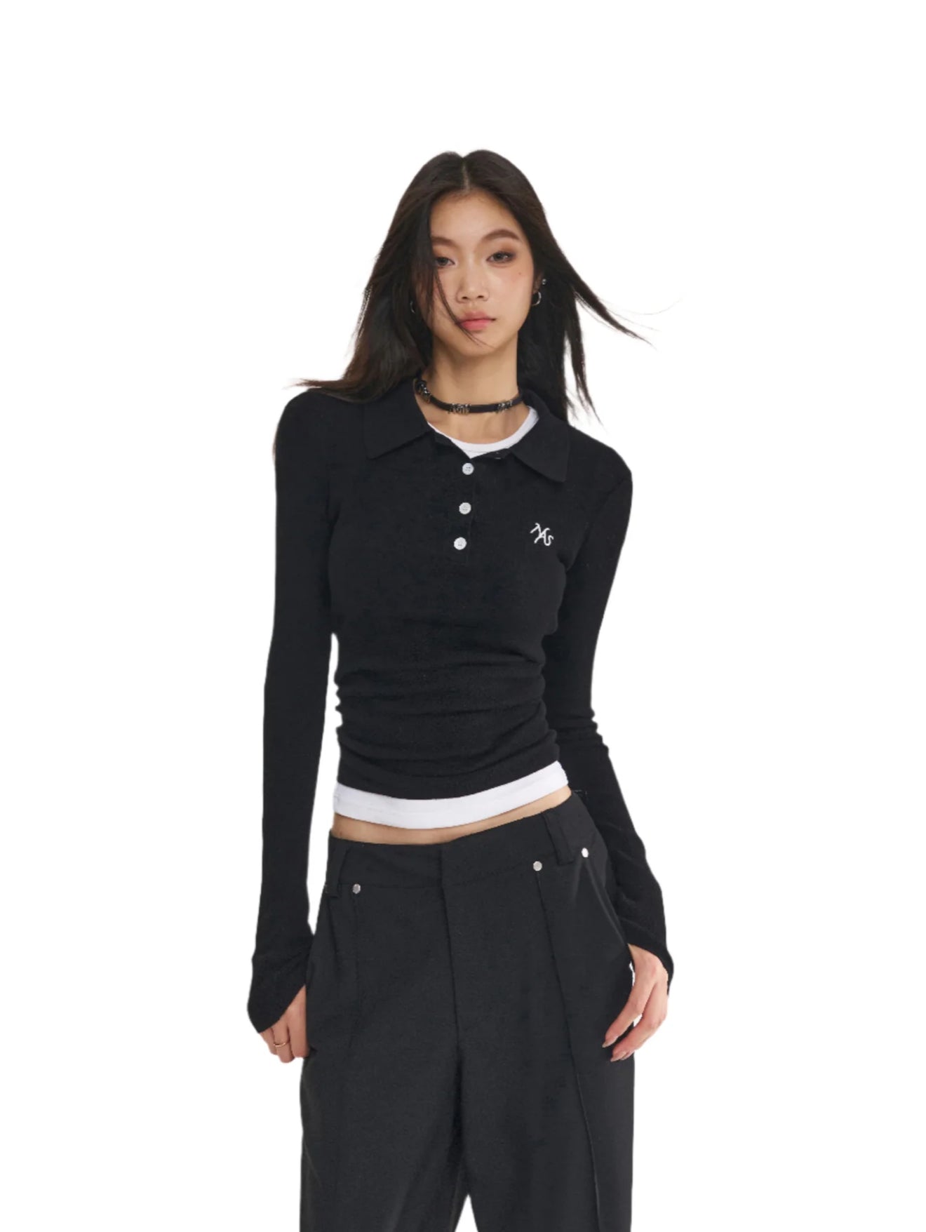 NAWS BLACK POLO WOOLEN KNITWEAR