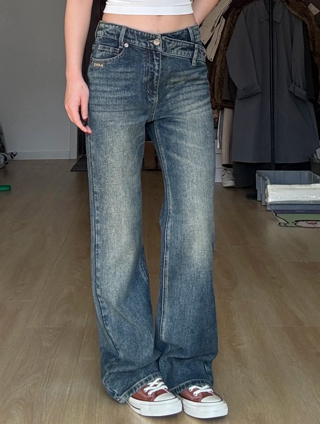 NAWS +5CM STRAIGHT JEANS WASHED DARK BLUE