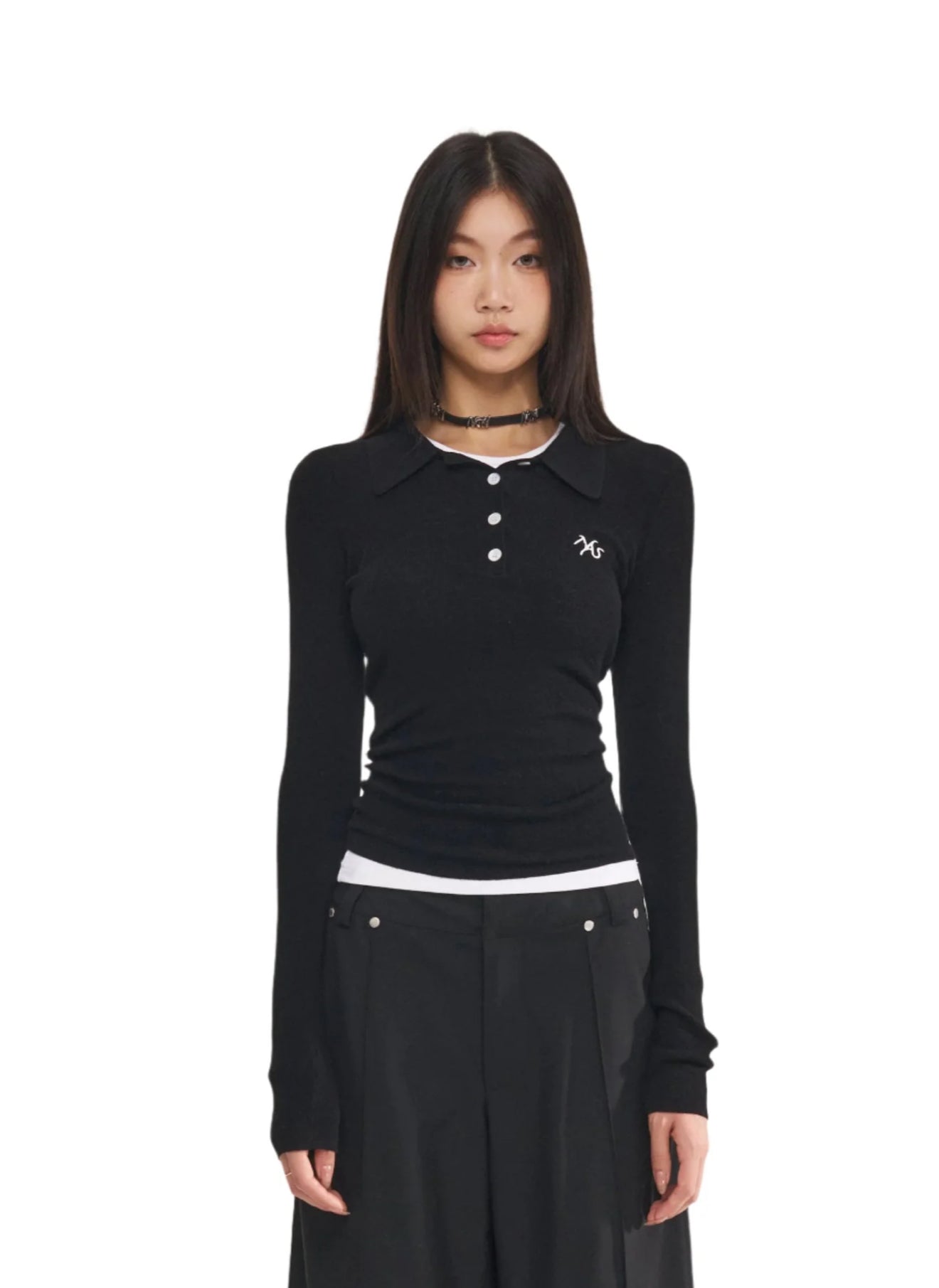 NAWS BLACK POLO WOOLEN KNITWEAR