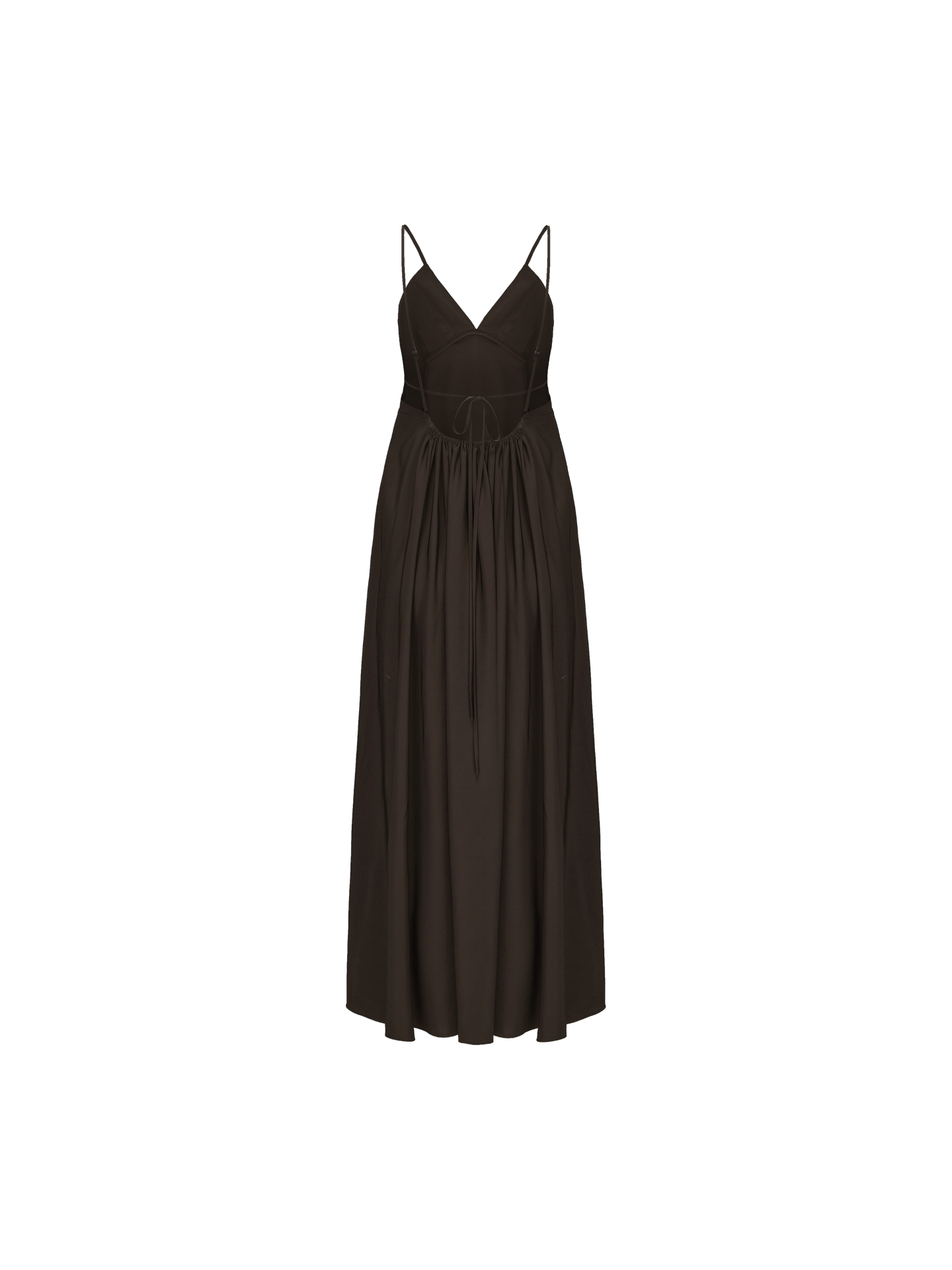 ELYWOOD CHOCOLATE DRAPED DOUBLE-LAYER STRAP DRESS