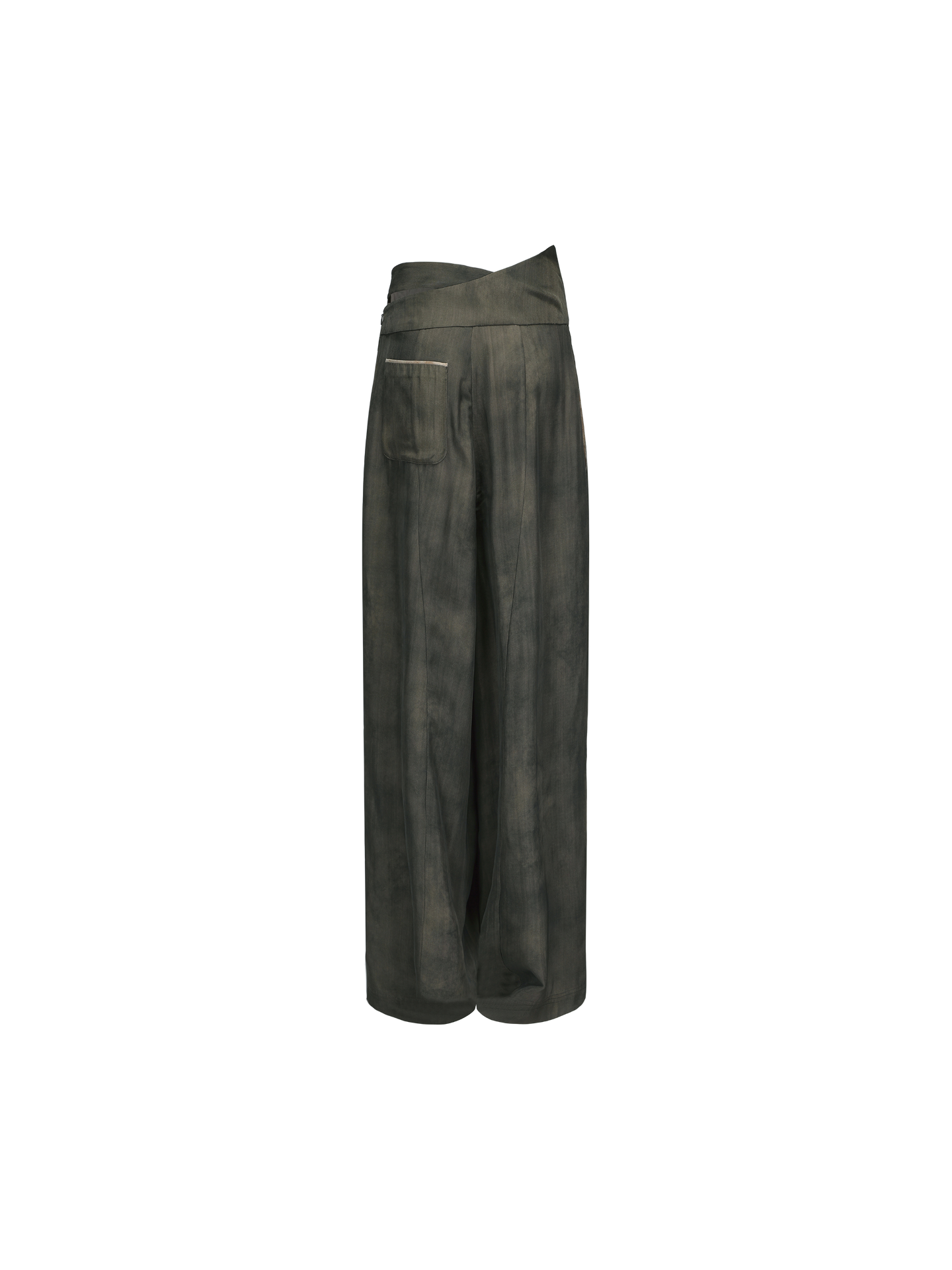 ELYWOOD GREEN HIGH-WAISTED WIDE-LEG PANTS