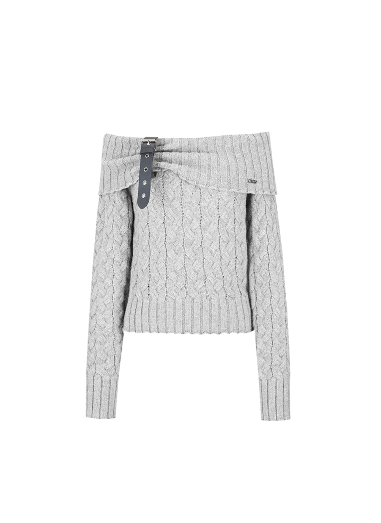NAWS LOVE OF A SUDDEN OFF SHOULDER BELT SWEATER