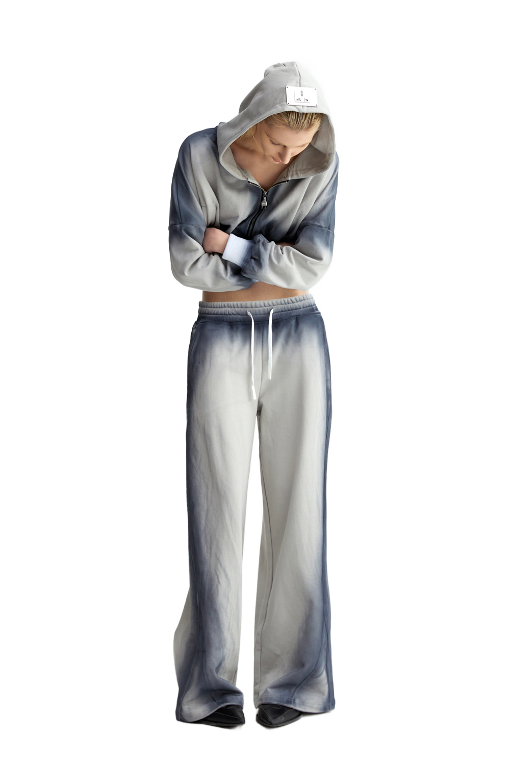 YJ1 BLUE OVERDYED RELAXED TRACK PANTS