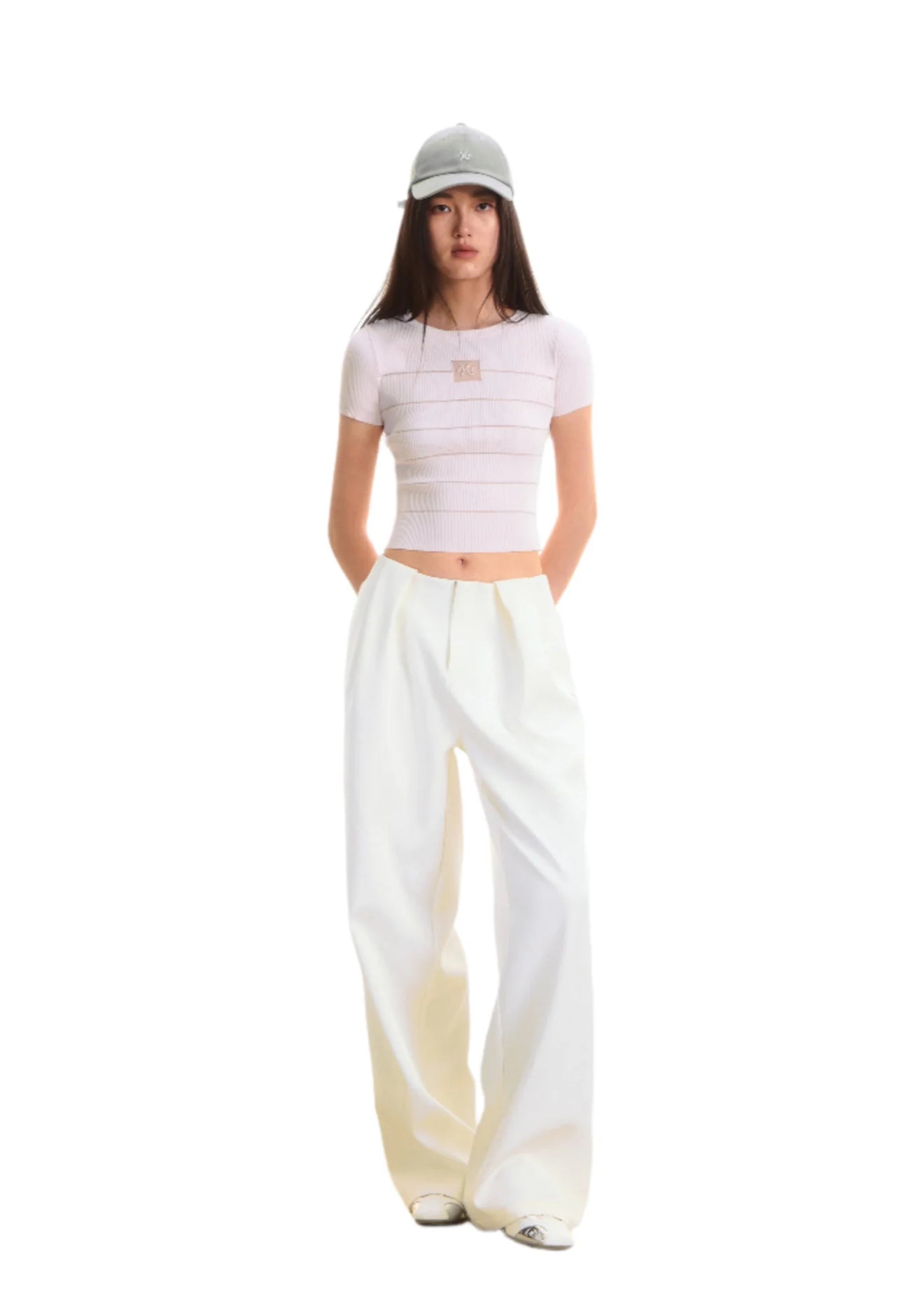 NAWS WHITE CIGARETTE SUIT STRAIGHT PANTS