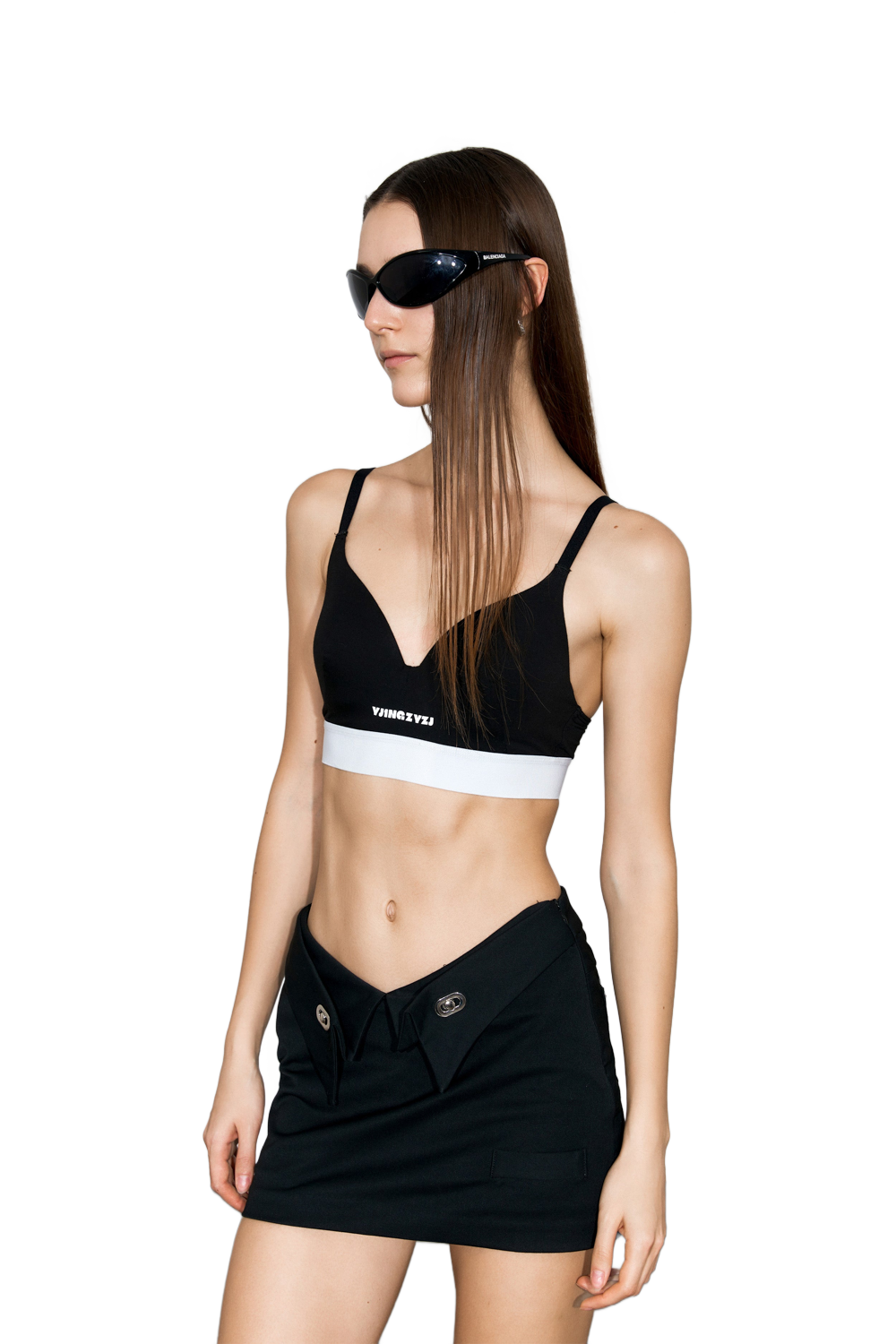 YJ1 COTTON PUSH UP PLUNGE BRA IN BLACK