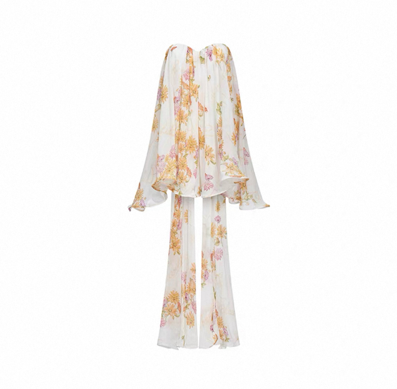 Sheer Luck Thiri Chiffon Tube Top Dress in Daisy