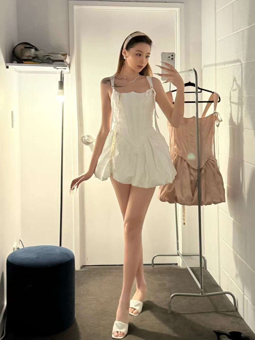 Sheer luck Elegant Waistline Mini Bubble Dress