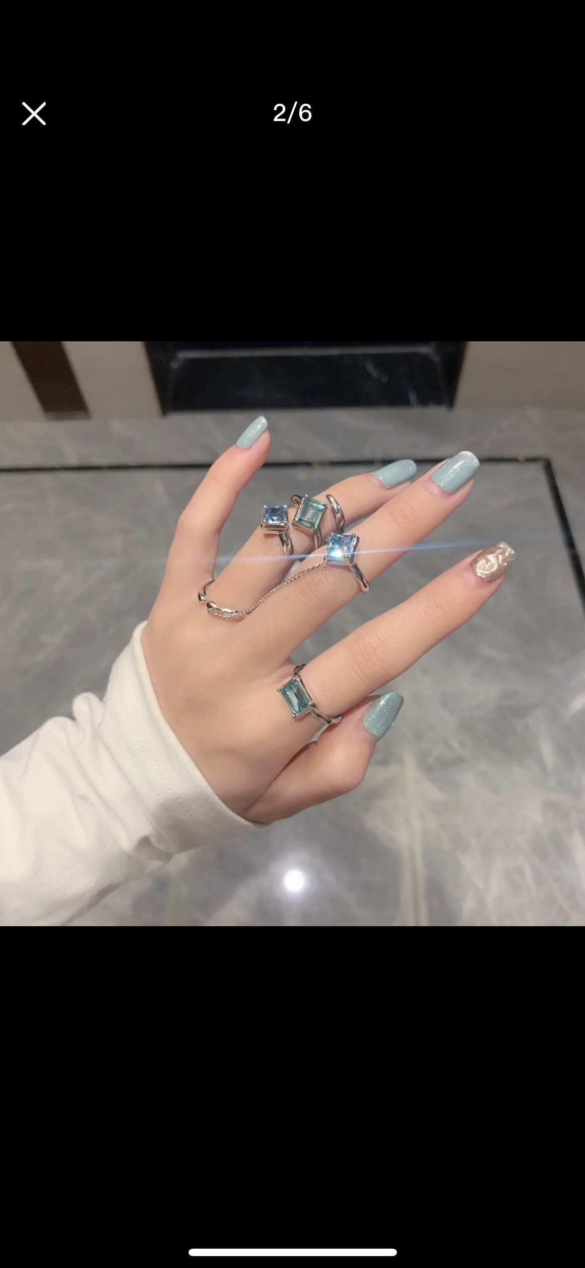 Miowrhyme silver chain ring with crystal