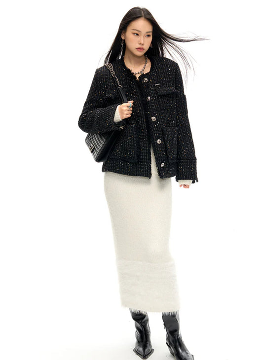 NAWS BLACK SPARKLING TWEED WOOL JACKET