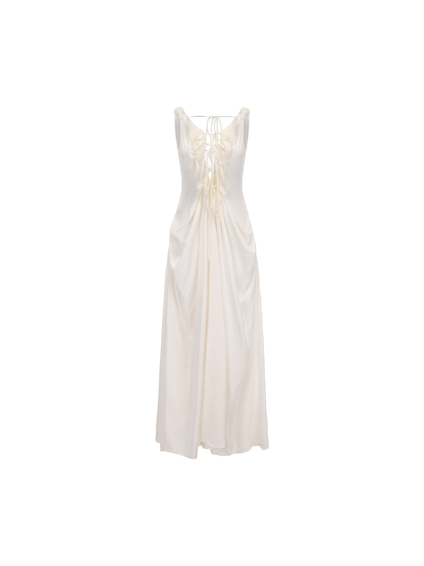 ELYWOOD WHITE DRAPED TIE-FRONT DRESS