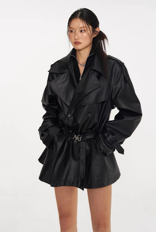 NAWS BLACK LEATHER TRACK SUIT