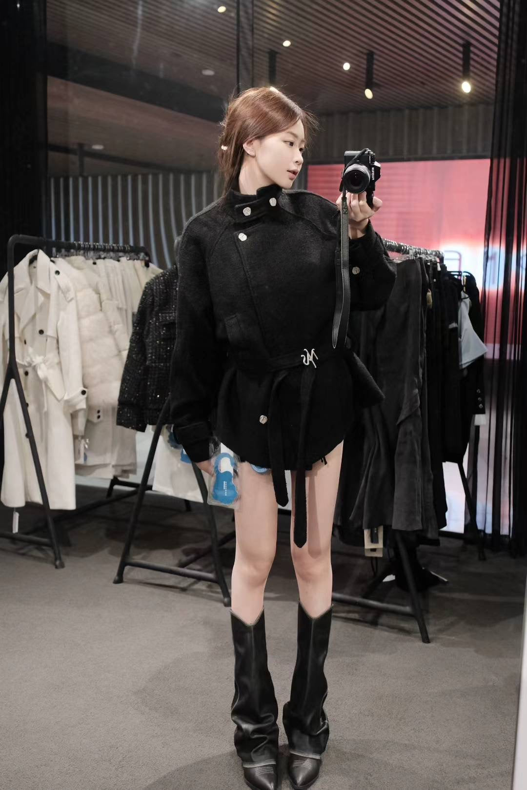 NAWS BLACK WOOL COAT