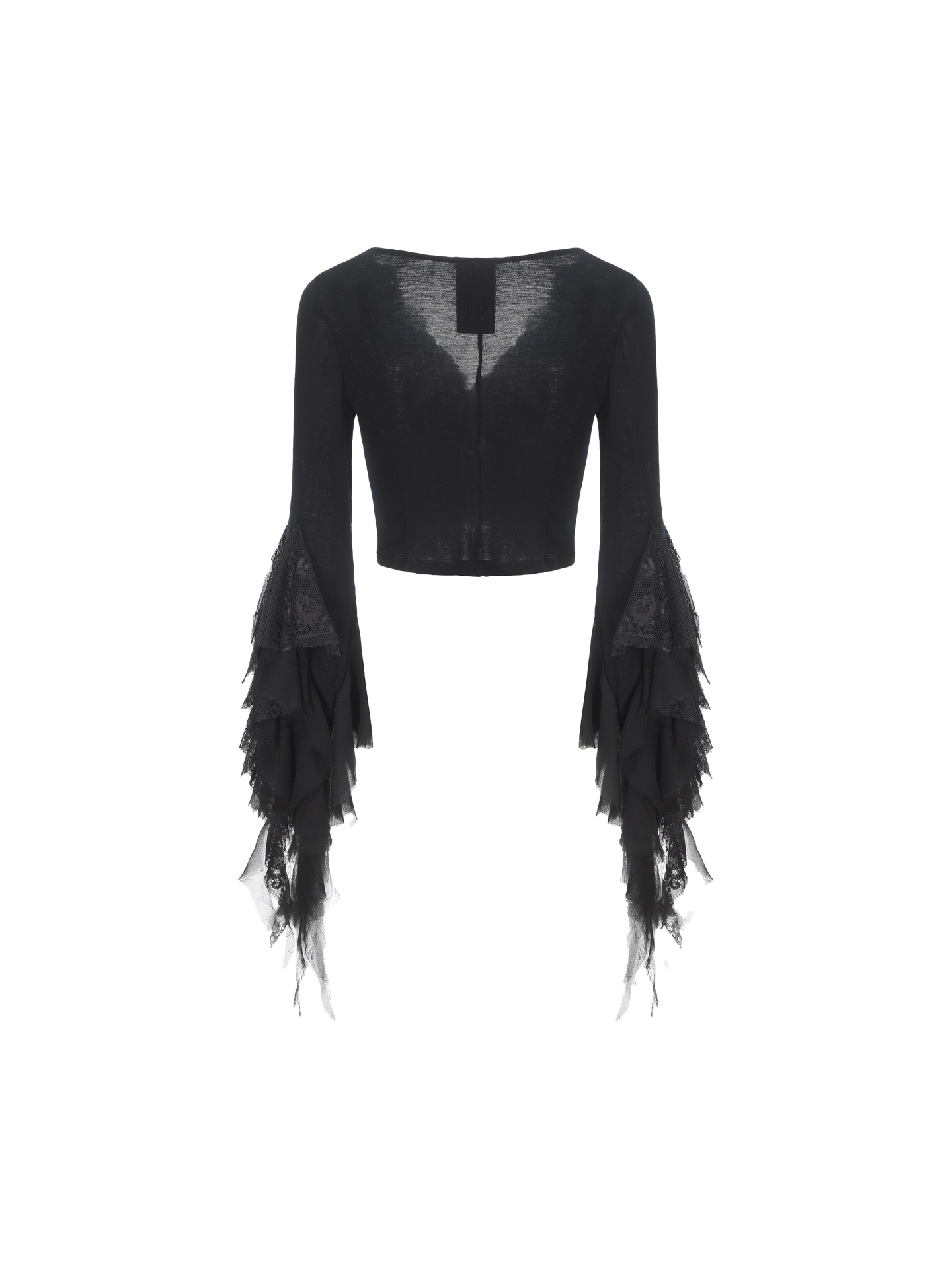 ELYWOOD BLACK WOOL LACE UP BLOUSE