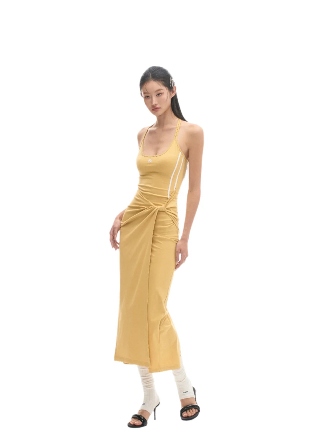 NAWS SKIN TWIST DRESS IN YELLOW