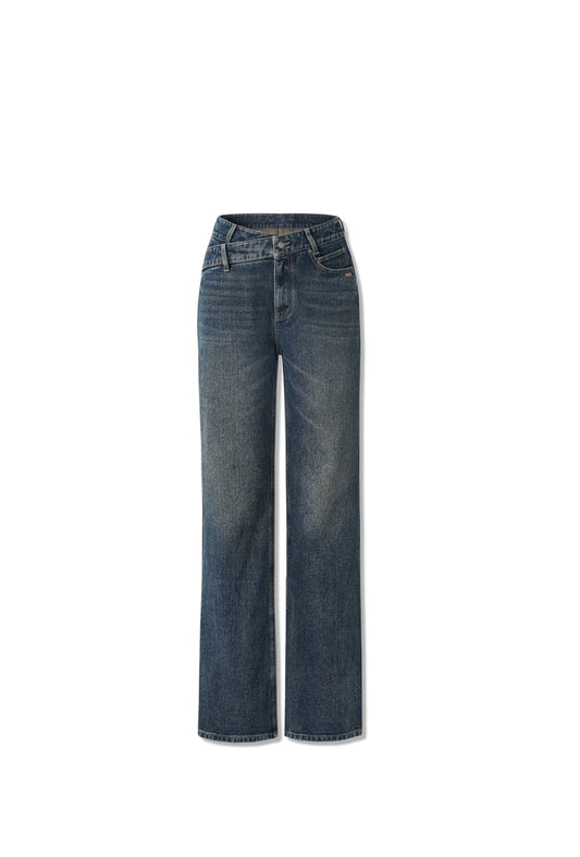 NAWS +5CM STRAIGHT JEANS WASHED DARK BLUE
