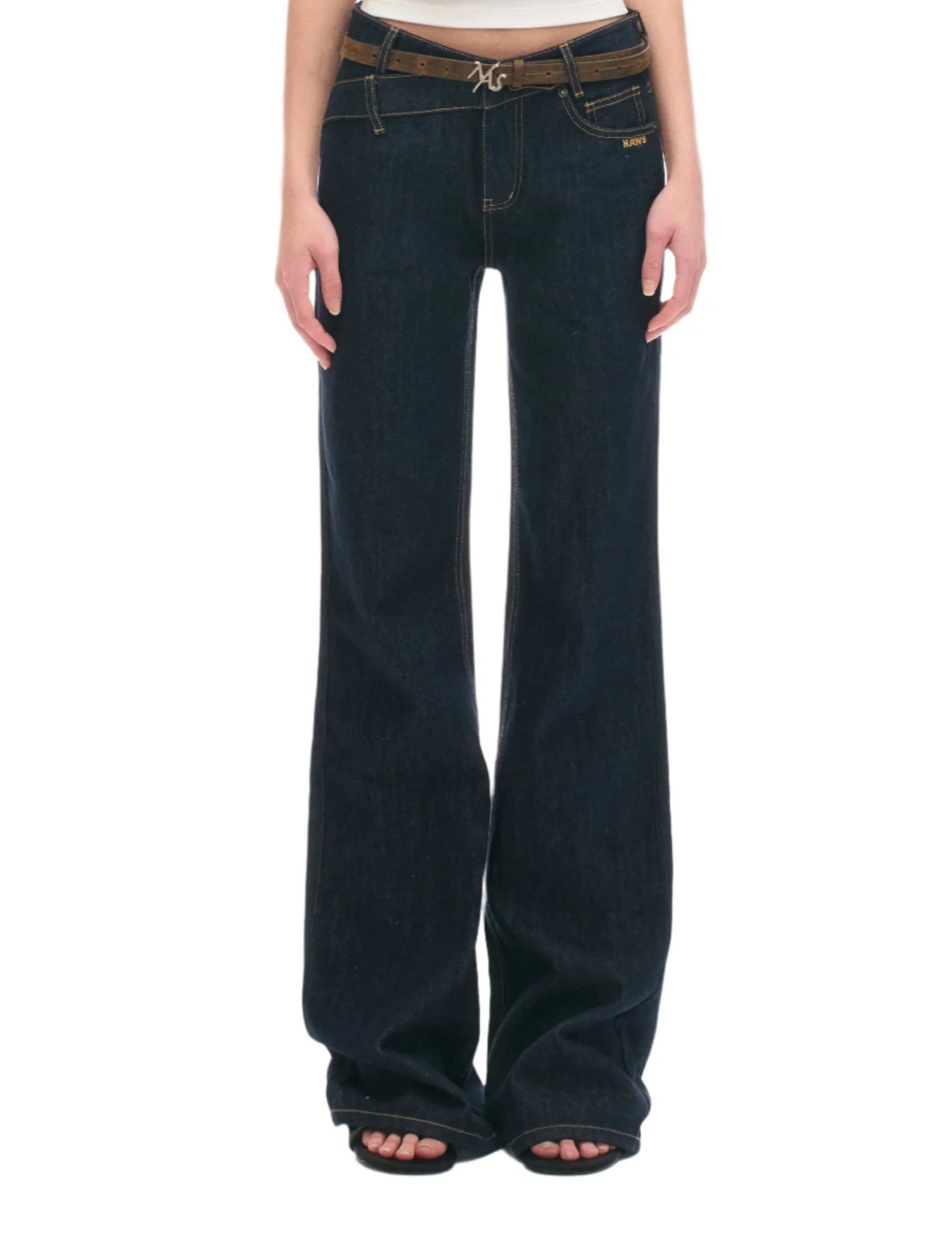 NAWS +5CM STRAIGHT JEANS WASHED DARK BLUE
