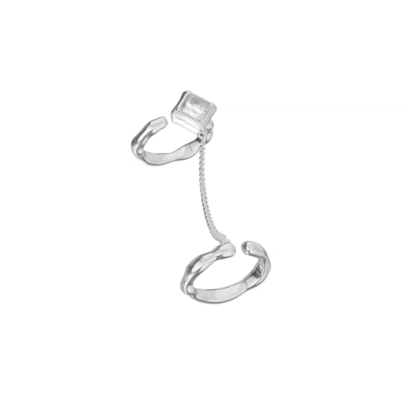 Miowrhyme silver chain ring with crystal