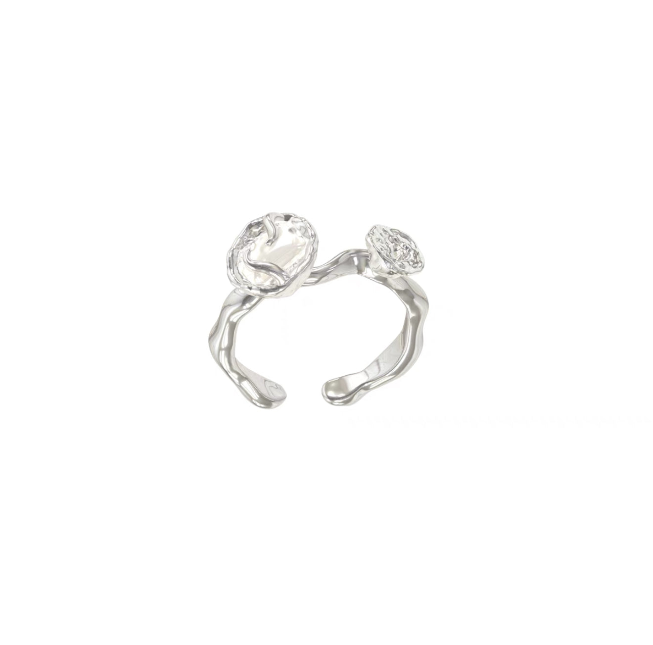 Miowrhyme dual flower silver ring