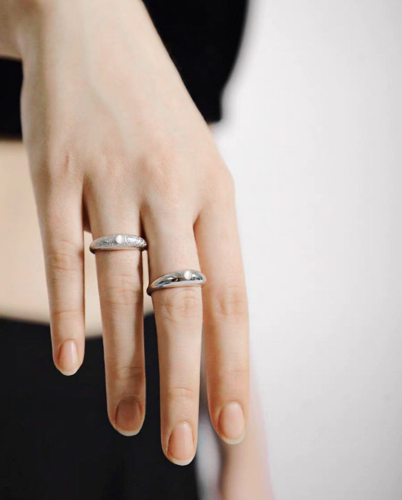 Miowrhyme matte silver moonstone ring