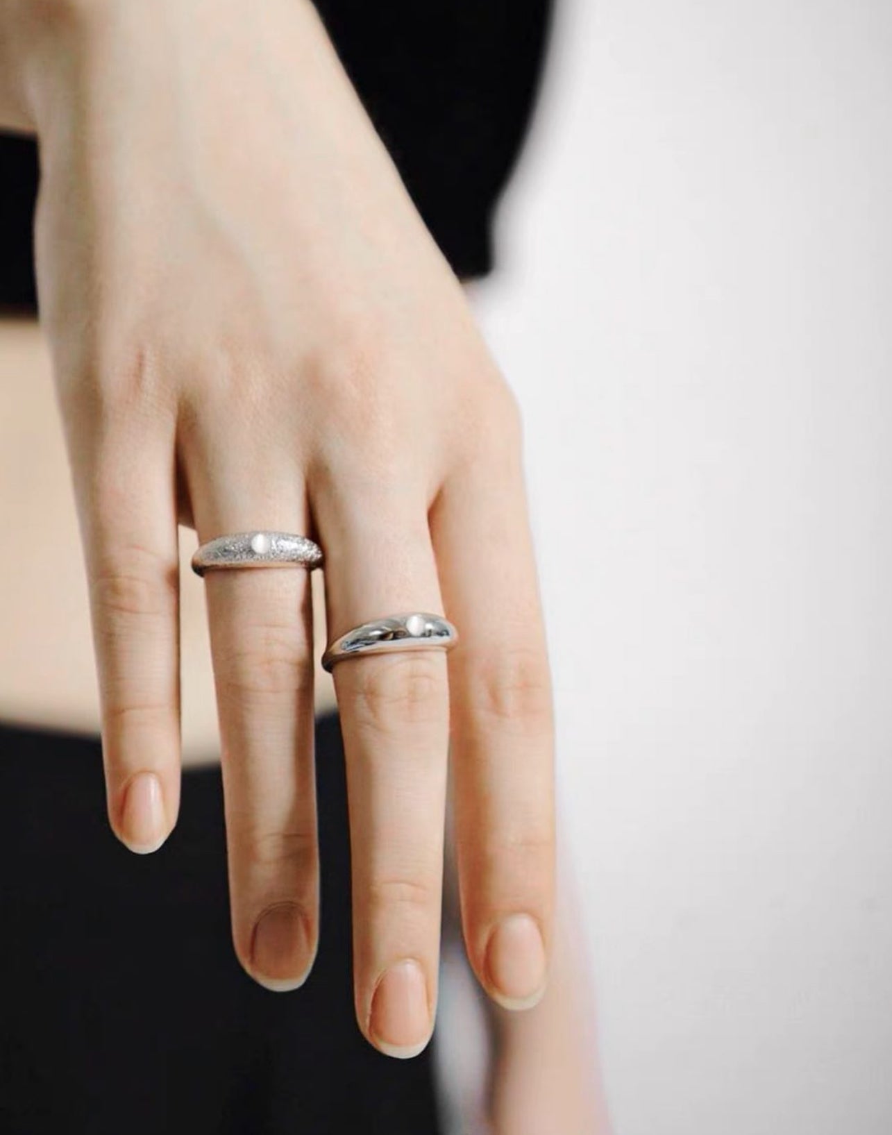 Silver shining ring with moonstone